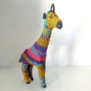 Bohemian Hand Crafted Colorful Indian Giraffe 19" Recycled Yarn Rope